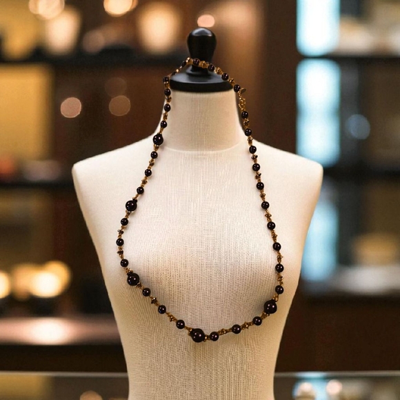 Worthington Jewelry - Worthington Vintage Black and Gold Beaded Necklace